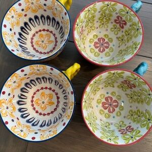 Anthropologie colorful mugs set of 4